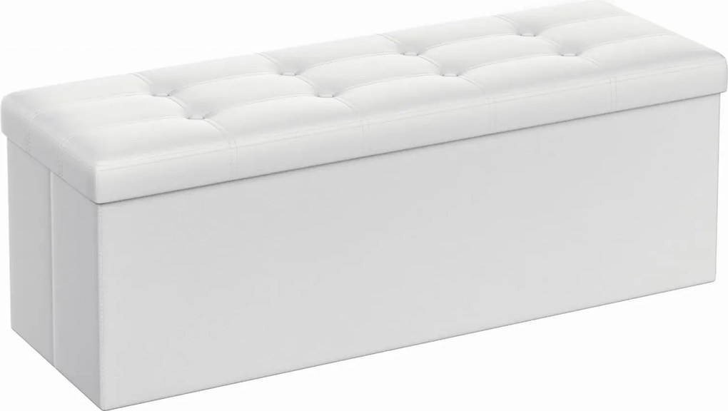 Biała pufa skórzana z guzikami C1-P37