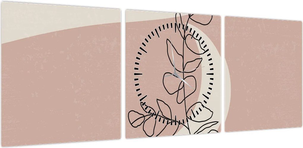 Obraz - Boho leaves N⁰2 (z zegarem) (90x30 cm)