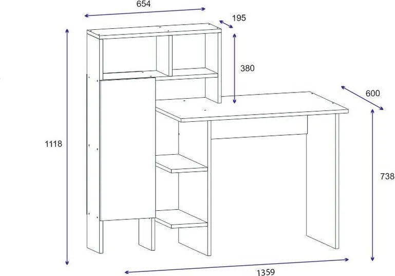 Biurko Bugra Anthracite and Oak