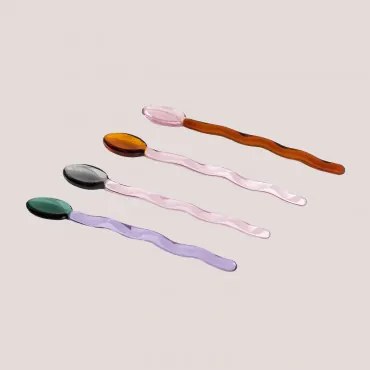 Zestaw 4 Lyzek Do Kawy Yukis Multicolor Classic - Sklum