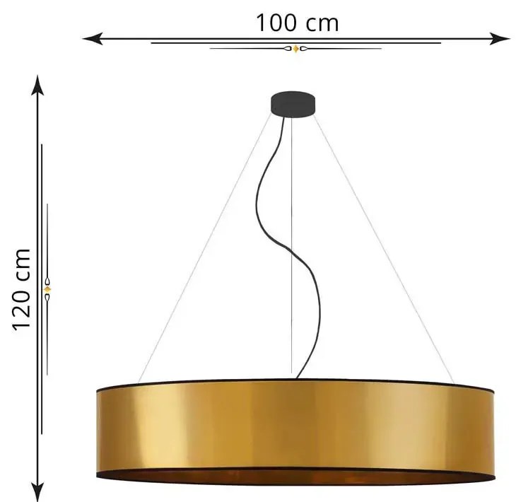 Złota lampa wisząca z okrągłym abażurem 100 cm - EX326-Portona