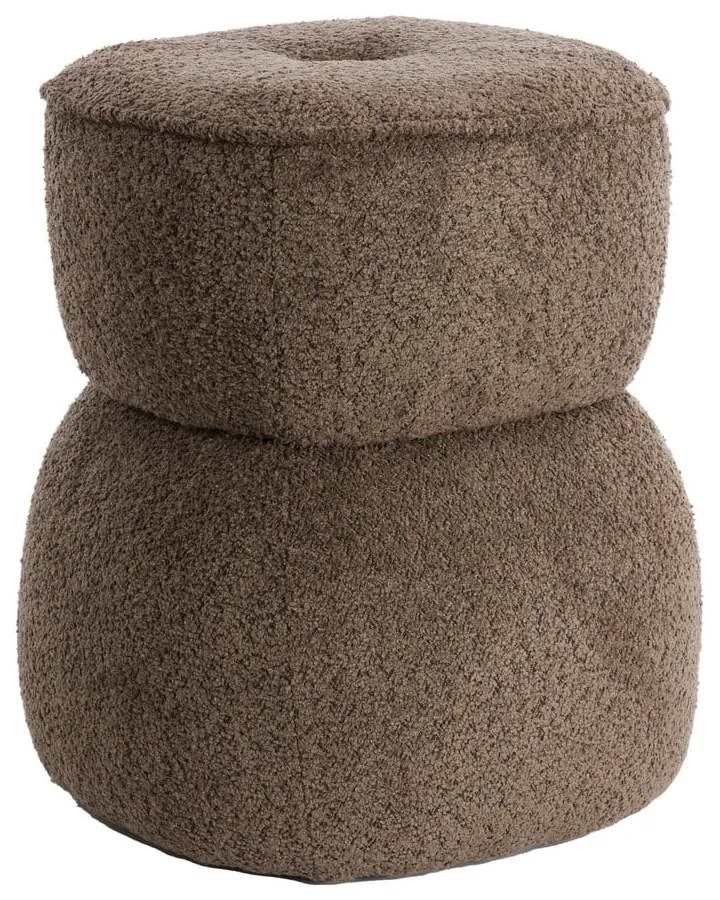 Brązowy puf z materiału bouclé Leyla – Light &amp; Living