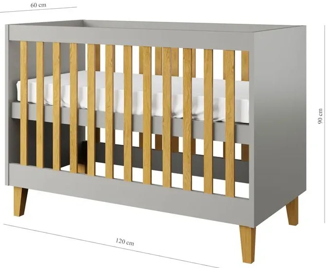 Szare łóżeczko niemowlęce F1-S62