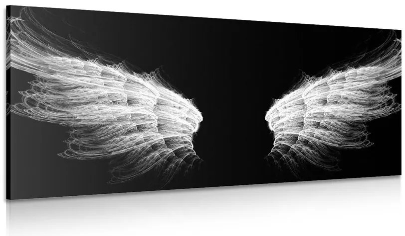 Obraz czarno-białe skrzydła anioła