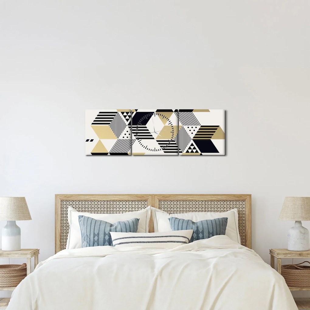 Obraz - Kształty geometryczne N⁰1 (z zegarem) (90x30 cm)