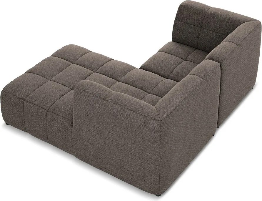 Brązowy narożnik z materiału bouclé (prawostronny/z szezlongiem) Aloha – Makamii