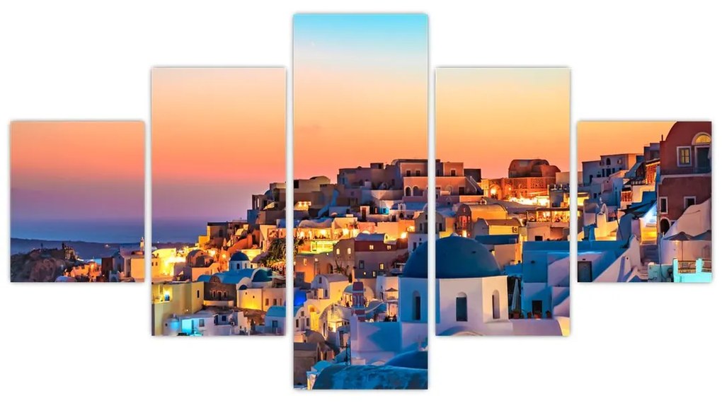 Obraz - Santorini o zmierzchu (125x70 cm)