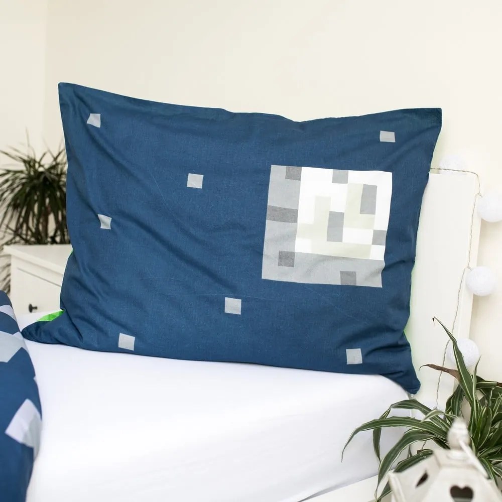 Zielono-niebieska bawełniana pościel dziecięca jednoosobowa 140x200 cm Minecraft "Sssleep Tight" – Jerry Fabrics