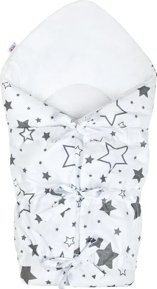 New Baby Klasyczny rożek sznurowany Szare gwiazdki