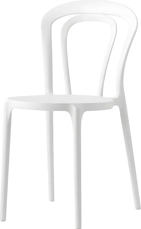 Zestaw 2 nowoczesnych krzeseł optycznie białych "Caffè" z polipropylenu, sztaplowanych, do użytku wewnątrz i na zewnątrz, cm 53x53 83h
