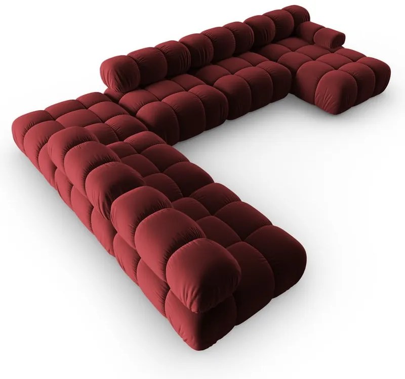 Czerwona aksamitna sofa 379 cm Bellis – Micadoni Home
