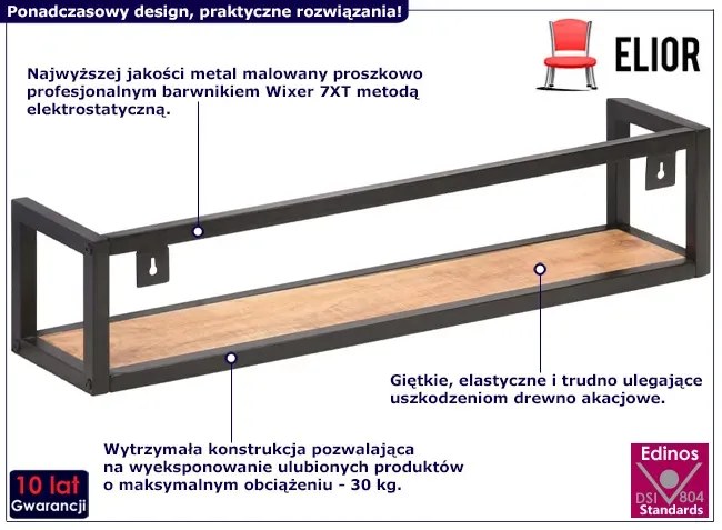Zestaw 2 Industrialnych Półek Z Drewna Akacjowego H8-E79