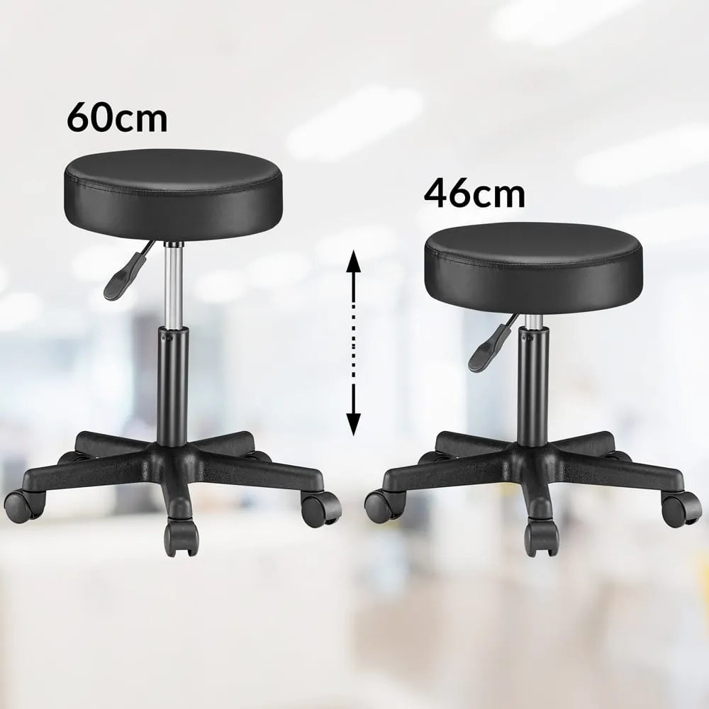 Taboretka na kółkach BONY, Ø35cm, czarna Casaria