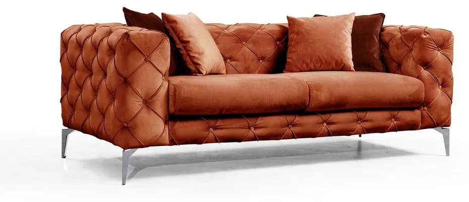 Pomarańczowa aksamitna sofa 197 cm Como – Artie