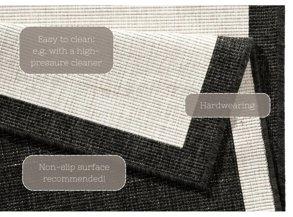 Czarno-kremowy dywan dwustronny NORTHRUGS Panama, 120x170 cm