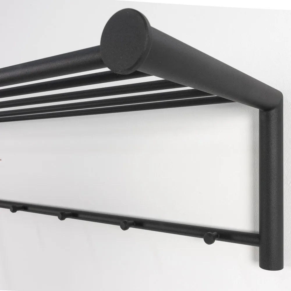 Czarny metalowy wieszak ścienny z półką Suza – Spinder Design