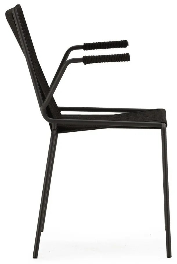 Czarne metalowe krzesła zestaw z podłokietnikami/sztaplowane 2 szt. Emily – Marckeric