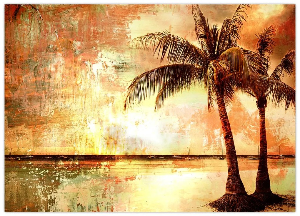 Obraz - Palmy na plaży (70x50 cm)