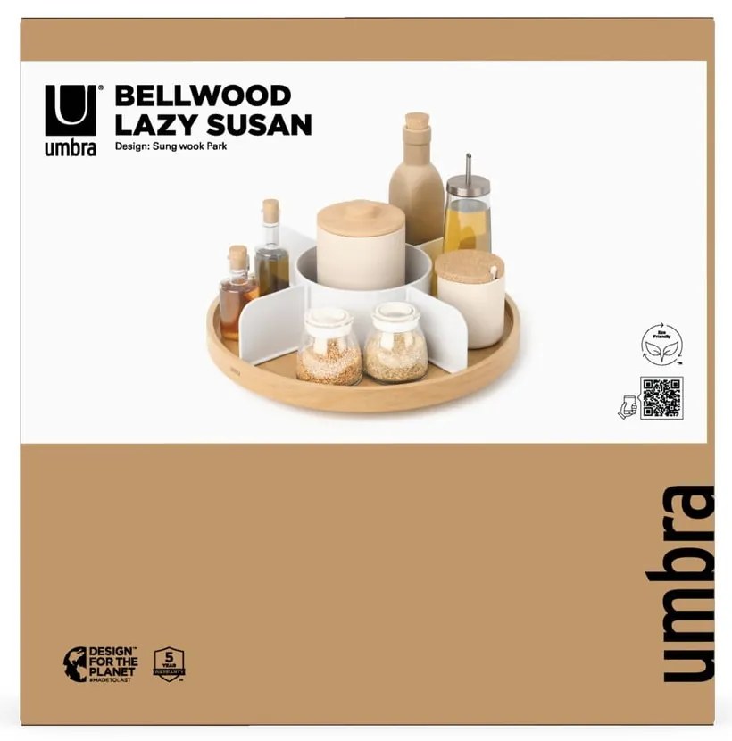 Naturalny drewniany organizer łazienkowy Bellwood – Umbra