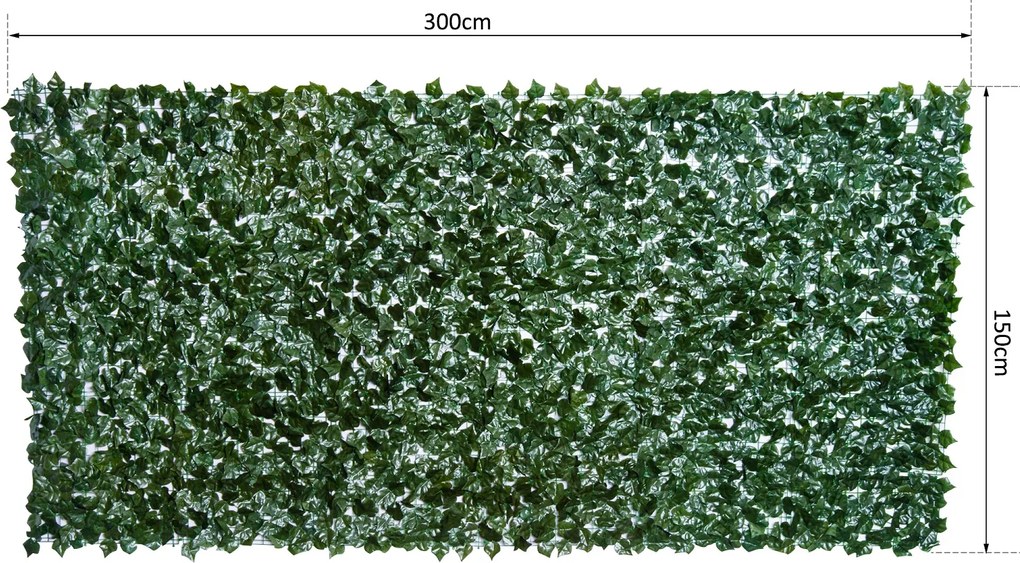 Outsunny sztuczny żywopłot dekoracja ściany 1,5 x 3 m ciemnozielony