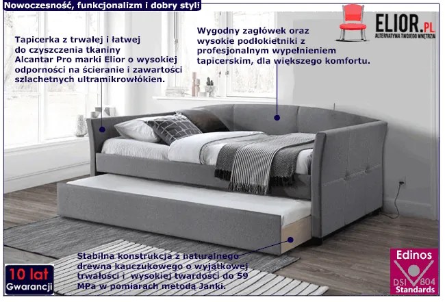 Podwójne łóżko z wysuwanym stelażem - Tuvo