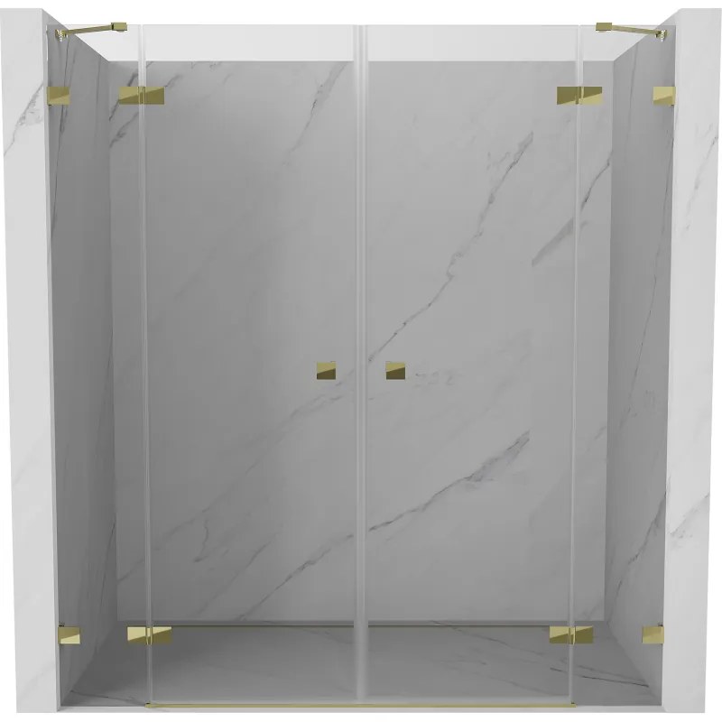 Mexen Lunar Duo drzwi prysznicowe uchylne 180 cm, transparent, złote - 834D-180-000-50-00