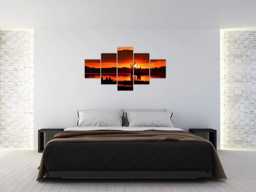 Obraz - Rybacy na jeziorze (125x70 cm)