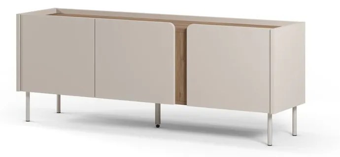 Kremowo-naturalna szafka pod TV w dekorze dębu 140x53x35 cm Lucile – Marckeric