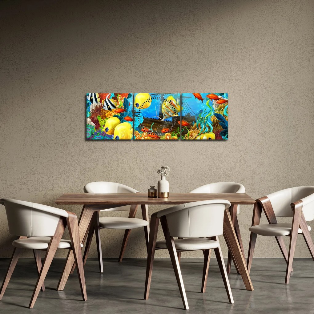 Obraz - Kolorowa rafa koralowa (z zegarem) (90x30 cm)