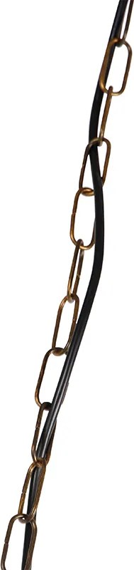 Złota żyrandol z plisowanym abażurem kremowym 5-światłowy - Botanica