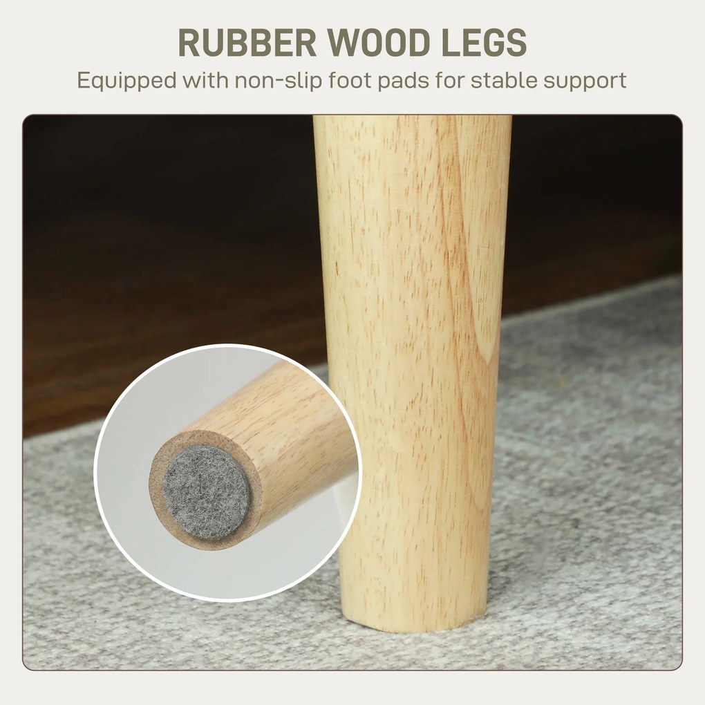 HOMCOM Sofa 2-osobowa, podwójna sofa z nogami z kauczukowego drewna, tapicerowana sofa do salonu, sypialni, kremowobiała