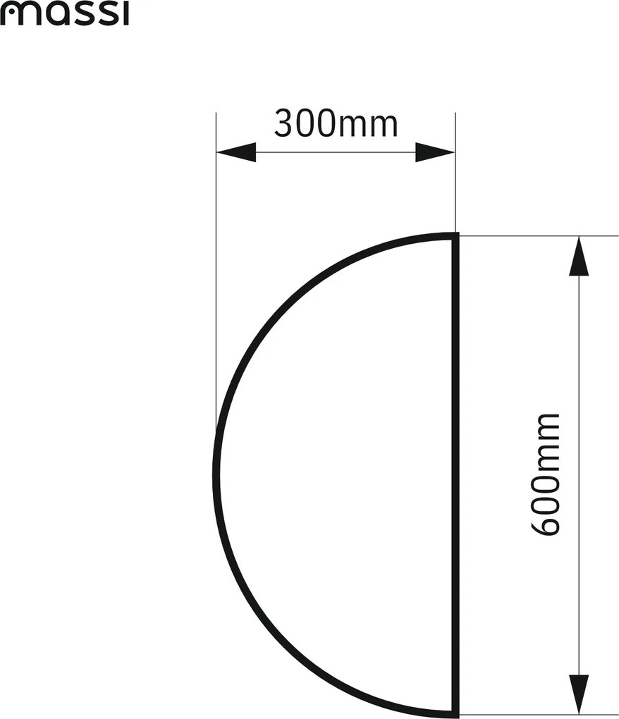 Lustro półokrągłe wiszące bezramowe oszlifowane MOON |Różne rozmiary | Różne kolory szkła : Kolor tafli szkła - Srebrny, Rozmiar - 60 x 30 cm