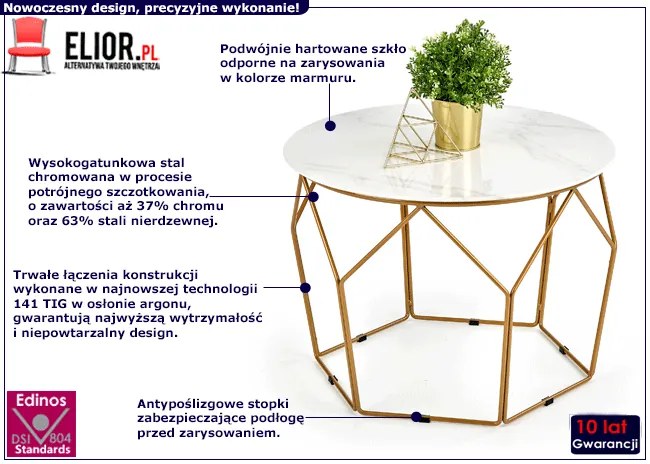 Okrągła ława glamour Connor - Marmur
