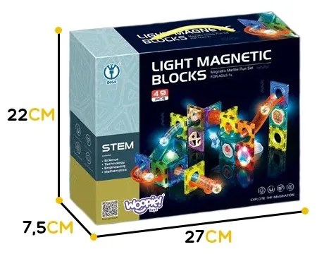 Woopie klocki magnetyczne tor kulkowy świetlny 49 el.