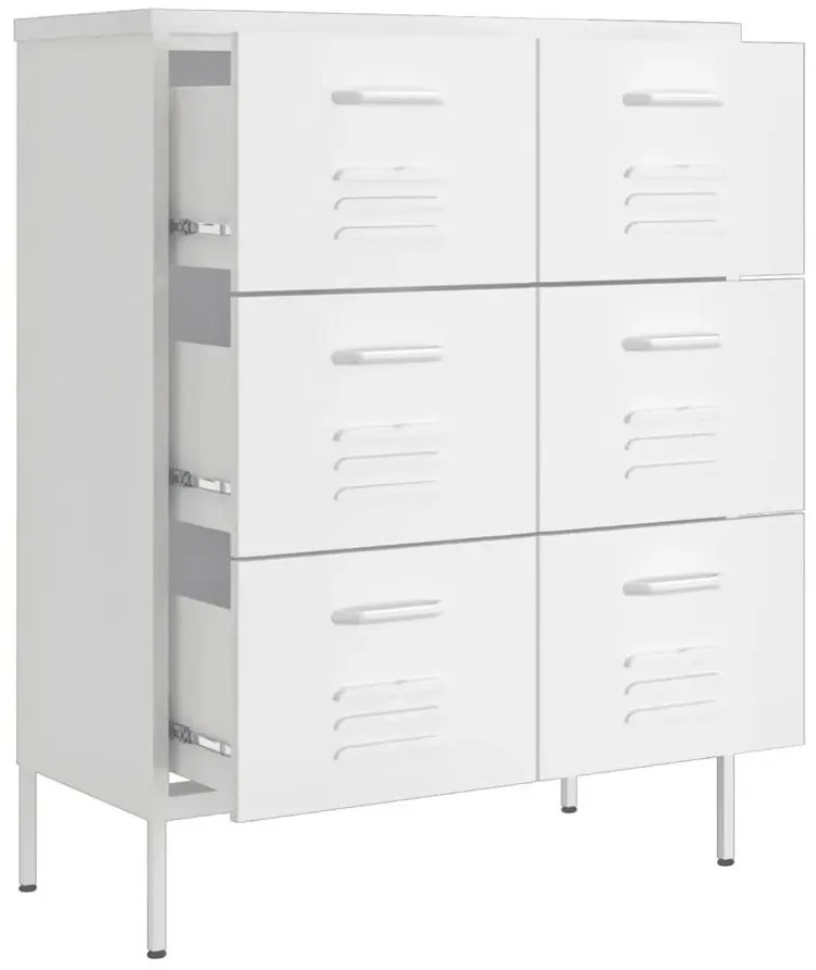 Biała stalowa szafka gospodarcza z 6 szufladami R8-Z02