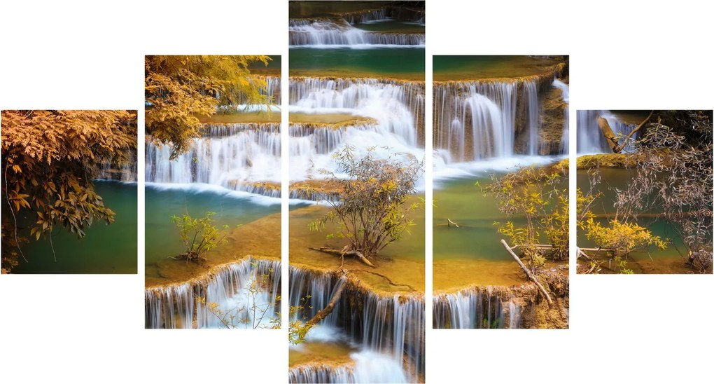 Obraz - Wodospady Huay Mae Khamin, Tajlandia (125x70 cm)