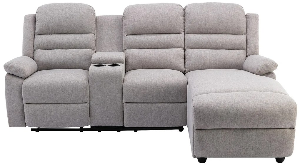 Kanapa narożna prawostronna z funkcją relax z tkaniny beżowej MACEDONIA