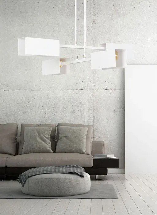 Biała nowoczesna loftowa lampa wisząca - D019 R8-E61