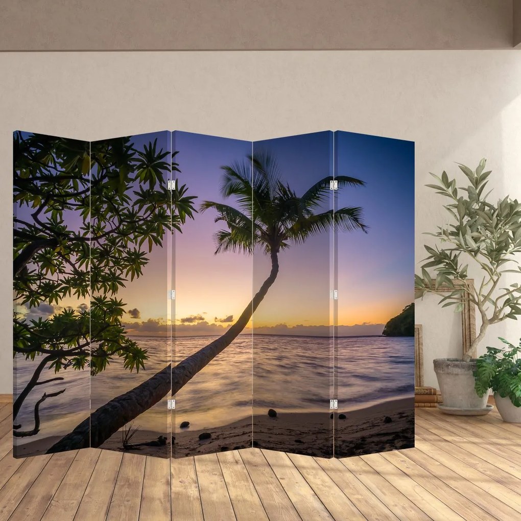 Parawan - Palma na plaży (210x170 cm)