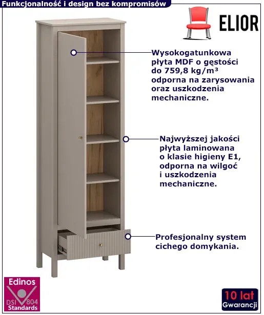 Nowoczesny regał zamykany w kolorze taupe - Envilo 7X