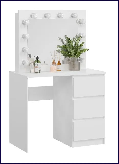 Biała toaletka z lustrem i oświetleniem led M5-P59