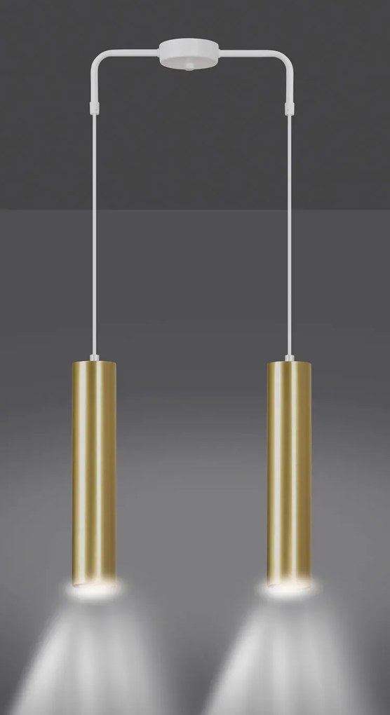 Biała podwójna lampa wisząca tuba - 8X D062 W8-W17
