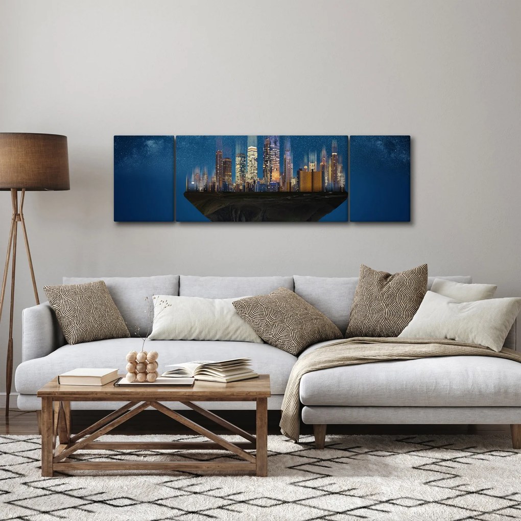Obraz - Wielkie miasto unoszące się w kosmosie (170x50 cm)