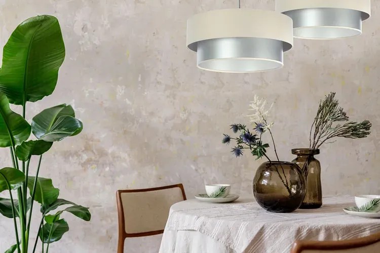 Srebrno kremowa okrągła lampa wisząca S419 P8-P84