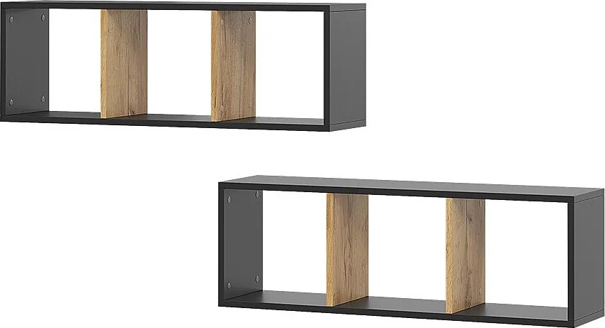 Półka ścienna antracyt/złoty dąb 90x22x30 tomy