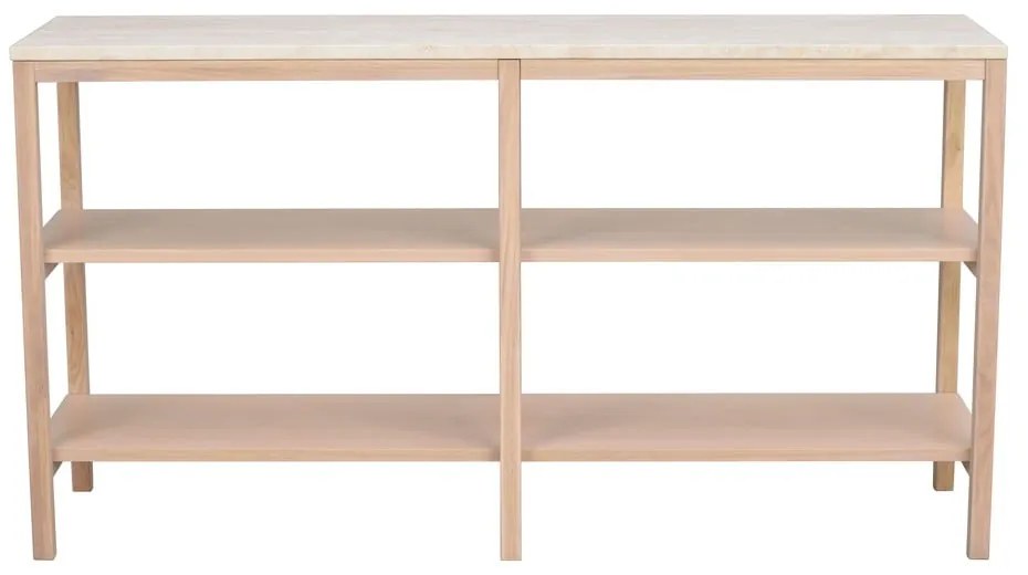 Biało-naturalna konsola z kamiennym blatem 140x40 cm Orwel – Rowico