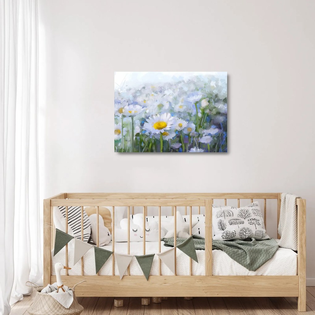 Obraz na szkle - W stokrotkach (70x50 cm)