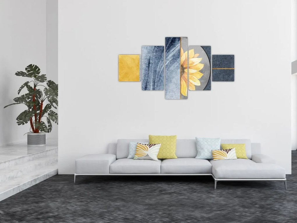 Obraz - Kształty i kwiat (125x70 cm)