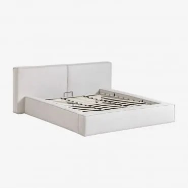 Łóżko Z Tapicerowanym Pojemnikiem Na Pościel Lunari Chenilla W Kolorze Złamanej Bieli & 180 X 200 Cm & Bez Materaca - Sklum