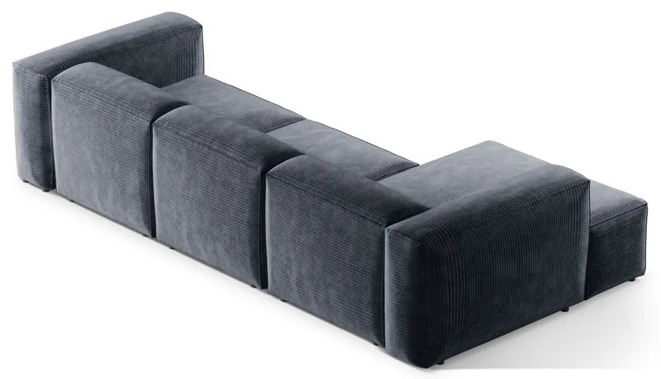 Szaroniebieski sztruksowy narożnik (lewostronny/z szezlongiem) Bergamo – Cosmopolitan Design